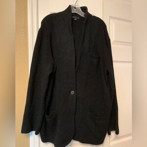 J Crew XL Cocoon sweater Coat In Black Merino Wool Blend